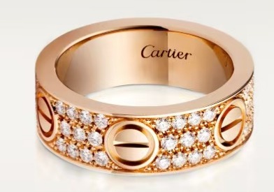 Cartier LOVE 宽版满钻戒指