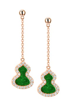 Qeelin Wulu 天然翡翠长耳环