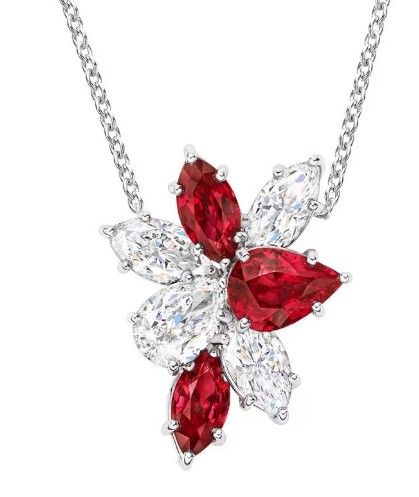 Harry Winston Lily Cluster 红宝石钻石项链